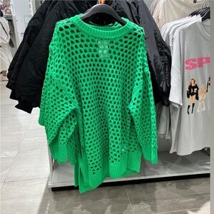 NWT H&M green oversized crochet sweater